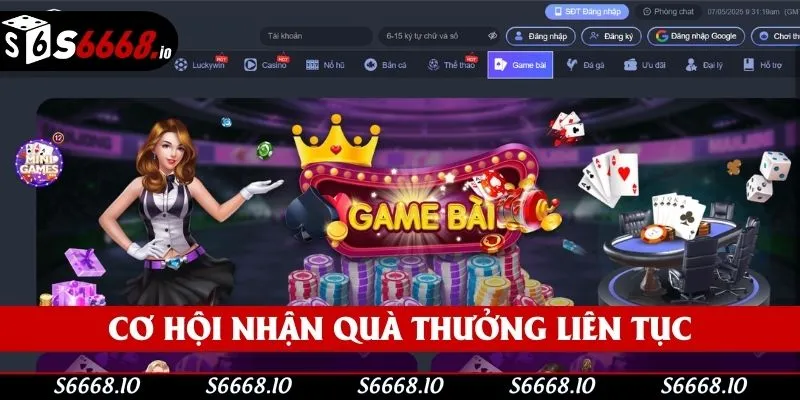Cơ hội nhận quà thưởng liên tục Cơ hội nhận quà thưởng liên tục